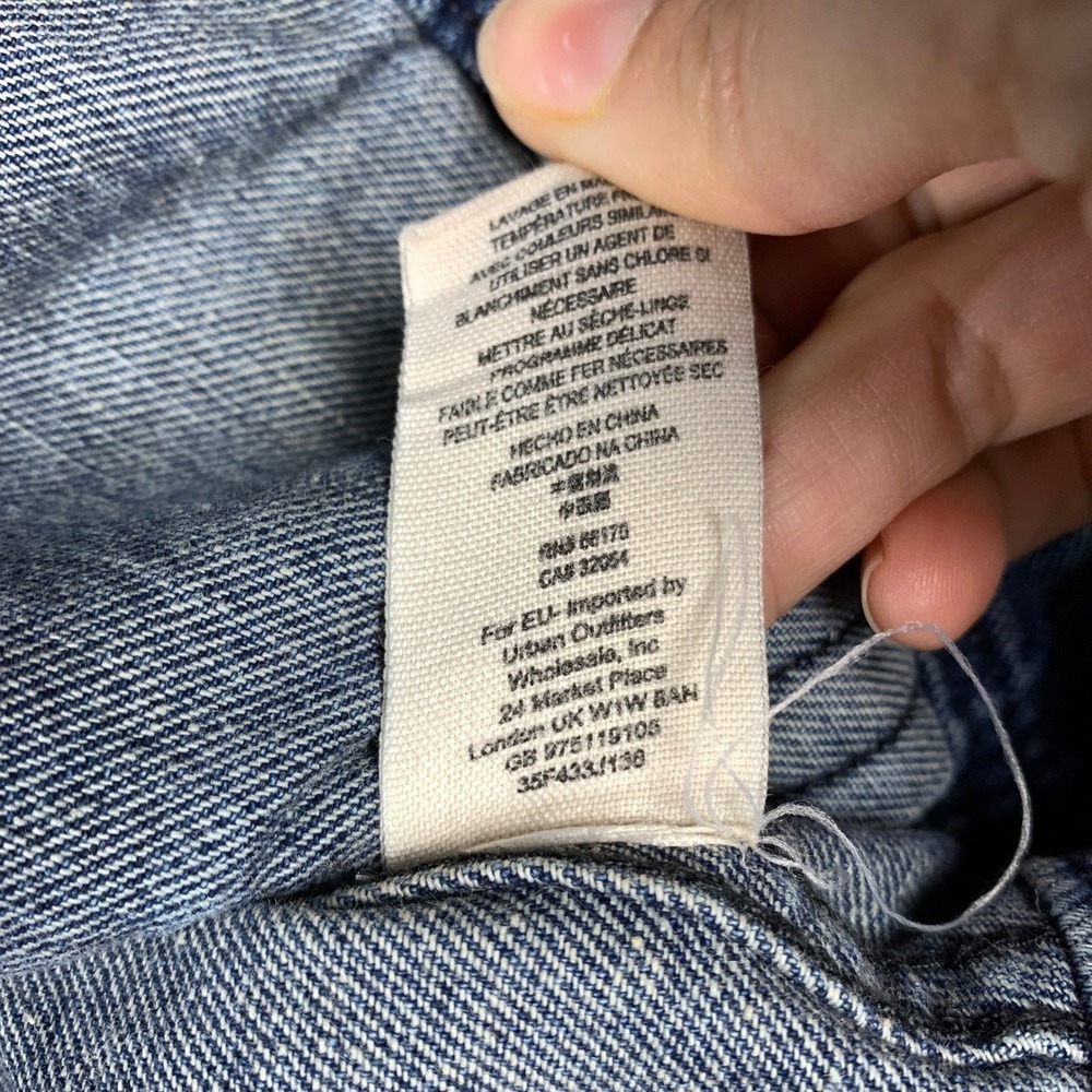 Free People Denim Cropped Jacket XS Hoodie Distressed‎ - Picture 12 of 14